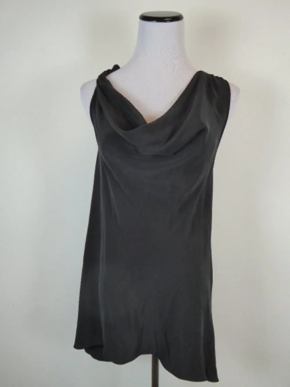 MADISON MARCUS black drape racer back sleeveless SILK TOP S - Picture 1 of 4